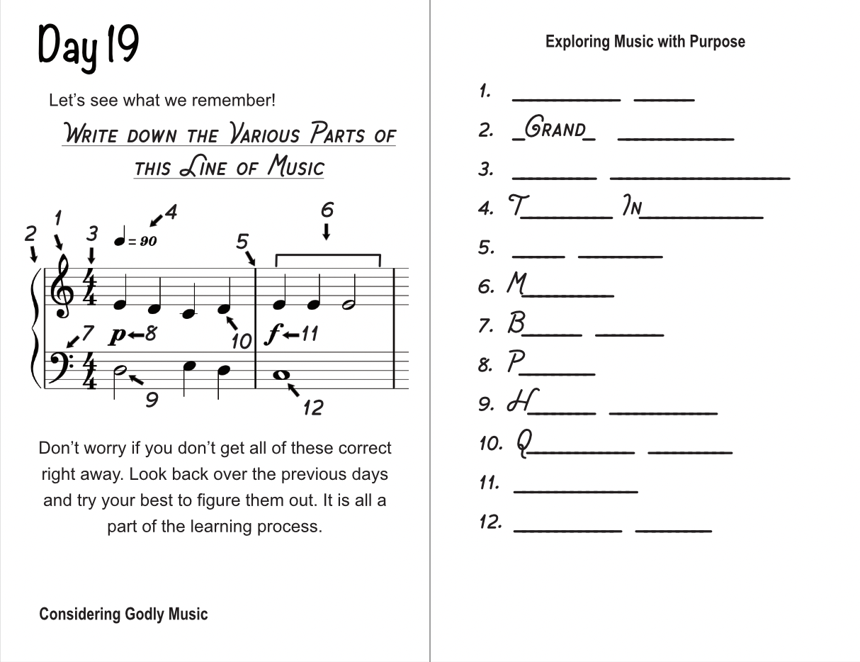Music Theory Level I - 31 Day Booklet