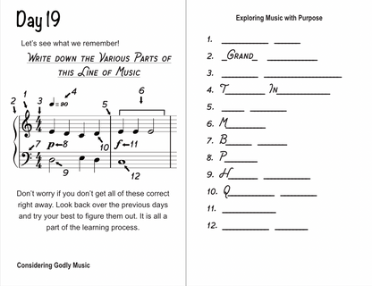 Music Theory Level I - 31 Day Booklet