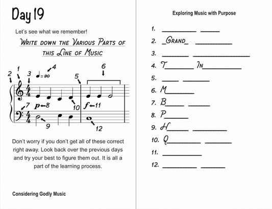Music Theory Level I - 31 Day Booklet